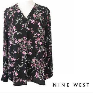 Nine West | Black Floral Blouse